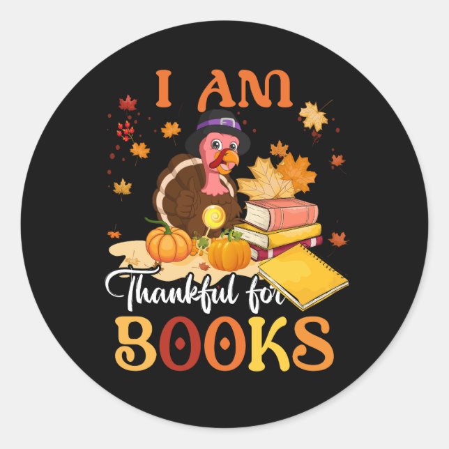 Sticker Rond Je Suis Heureux Pour Les Livres Automne Bibliothéc (Devant)