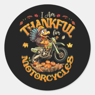 Sticker Rond Je Suis Heureux Pour Les Motos Thanksgiving Turqui