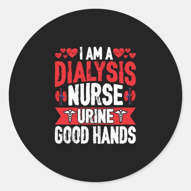Sticker Rond Je suis infirmière de dialyse Urine Bonne main - U (Devant)