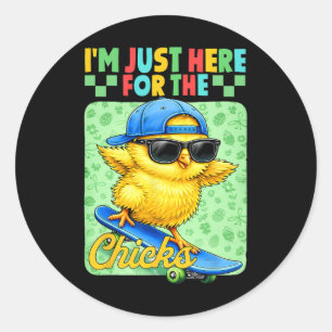 Sticker Rond Je suis juste ici pour la chick mignonne Pâques po