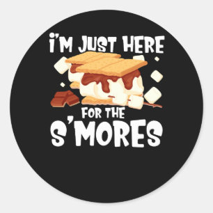 Sticker Rond Je suis juste ici pour le camp de Smores Campfire
