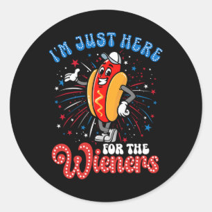 Sticker Rond Je suis juste ici pour les Wieners Firework Hot Do