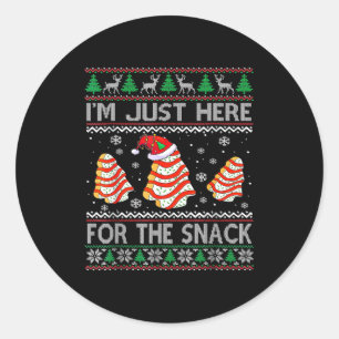 Sticker Rond Je suis juste là pour les gâteaux de Noël Snack De