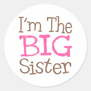 Sticker Rond Je suis La Grande Soeur (Rose)