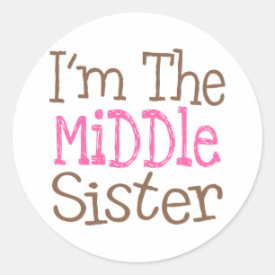 Sticker Rond Je suis La Soeur du Milieu (Rose)