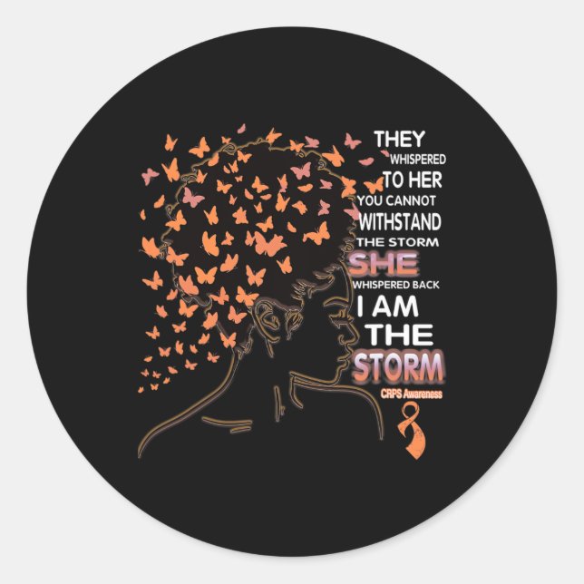 Sticker Rond Je suis la tempête Black Woman CRPS Sensibilisatio (Devant)