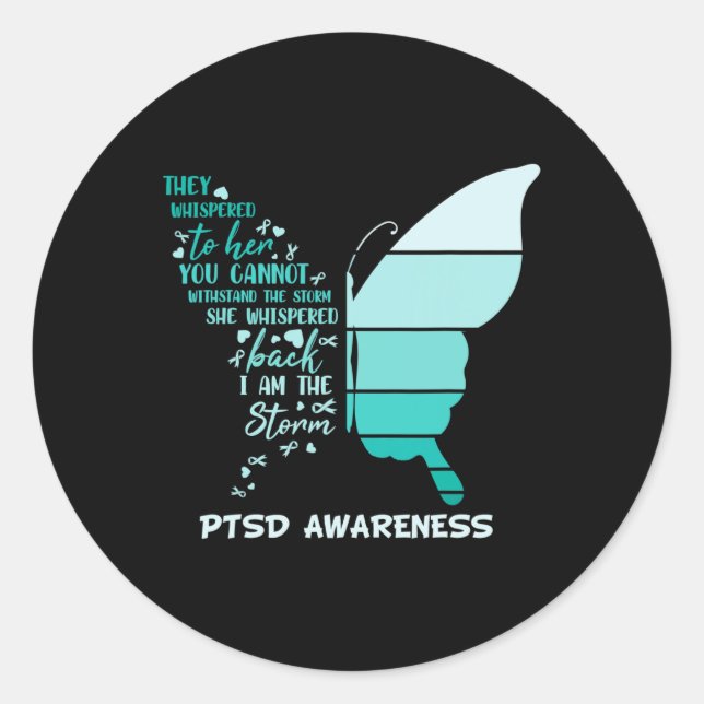 Sticker Rond Je Suis La Tempête Ptsd Stress Sensibilisation Beu (Devant)