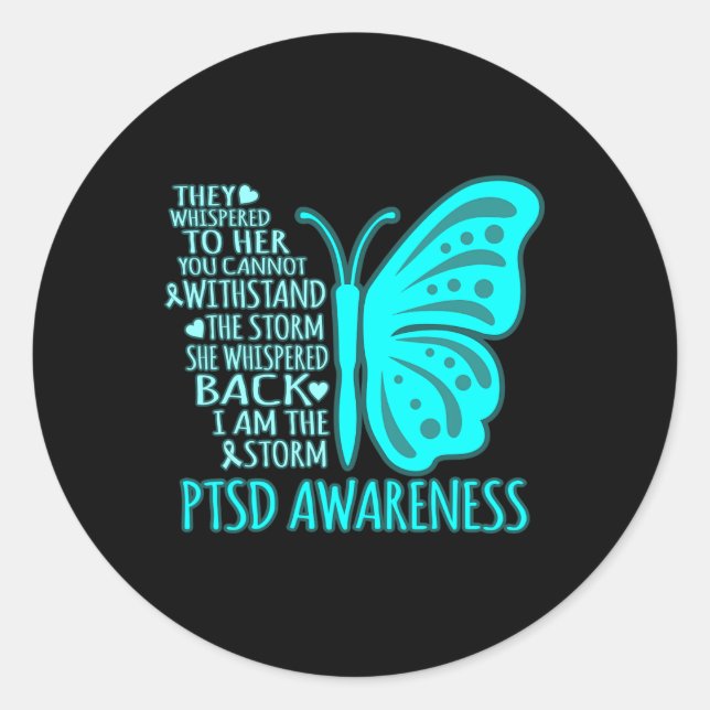 Sticker Rond Je Suis La Tempête Ptsd Stress Sensibilisation Rib (Devant)