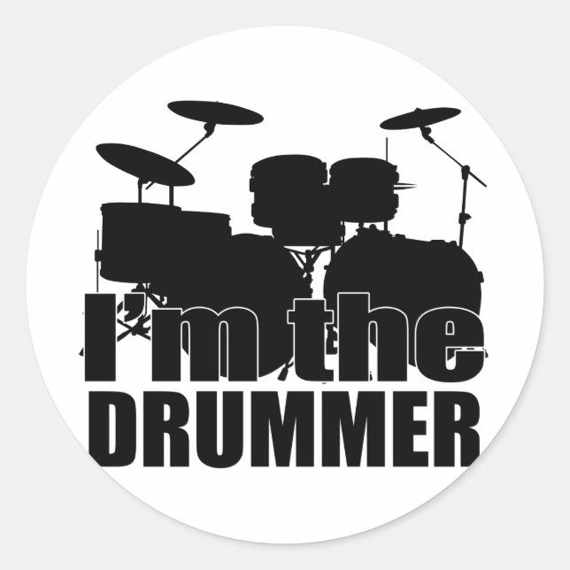 Sticker Rond Je suis le batteur (Devant)