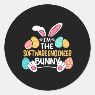 Sticker Rond Je suis le développeur de logiciels Bunny Easter