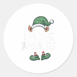 Sticker Rond Je suis le Junior Elf Matching Family Group