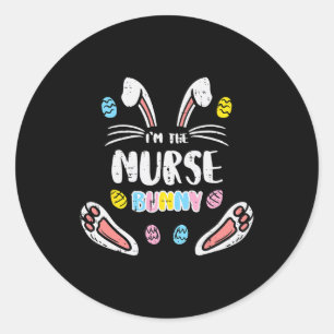 Sticker Rond Je Suis Le Lapin Infirmière Mignon Pâques Famille 