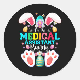Sticker Rond Je suis le lapin médical instantané de Pâques