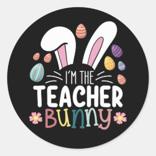 Sticker Rond Je suis Le Matching de Pâques Bunny Enseignant