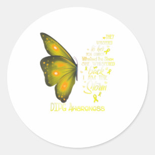 Sticker Rond Je suis le papillon DIPG tempête