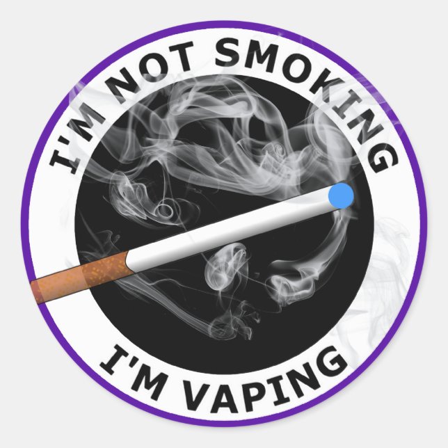 Sticker Rond Je suis NE FUMANT PAS moi suis VAPING (Devant)