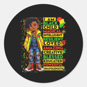Sticker Rond Je Suis Noir Enfant Mois Histoire Africain América