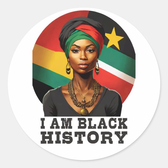 Sticker Rond Je suis Noir Histoire (Devant)