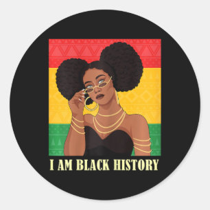 Sticker Rond Je Suis Noir Histoire Éduquée Reine Africaine Amér