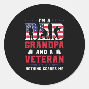 Sticker Rond Je Suis Papa, Grand-Père Et Vétéran