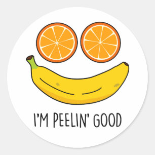 Sticker Rond Je suis Peelin Bon Amusant Fruit Pun