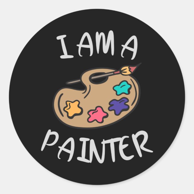 Sticker Rond Je suis peintre (Devant)