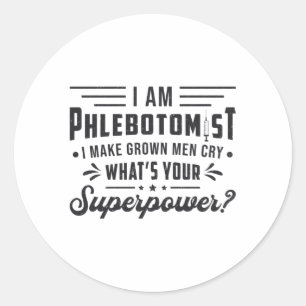 Sticker Rond Je Suis Phlebotomiste Superpuissance Phlebotomie C