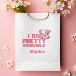Sticker Rond Je suis Plutôt adorable rose Personnalisé Classic 