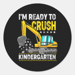 Sticker Rond Je suis prêt à écraser les véhicules de constructi