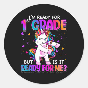 Sticker Rond Je suis prêt pour la 1ère année de retour à l'écol