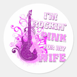Sticker Rond Je suis Rockin' Pink pour ma femme