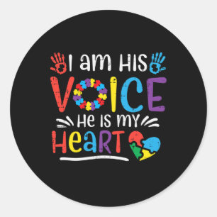 Sticker Rond Je Suis Sa Voix Il Est Mon Coeur Sensibilisation s