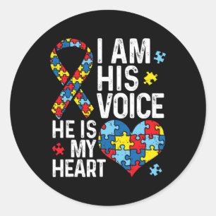 Sticker Rond Je Suis Sa Voix Il Est Mon Coeur Sensibilisation s