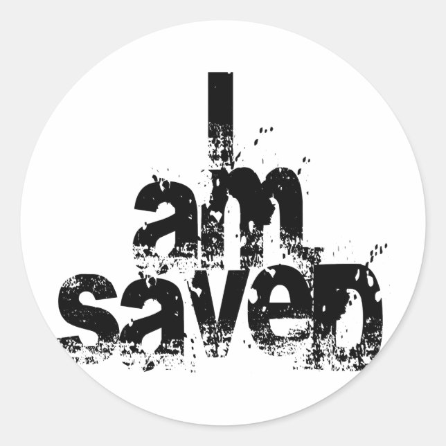 Sticker Rond Je suis sauvé chrétien (Devant)