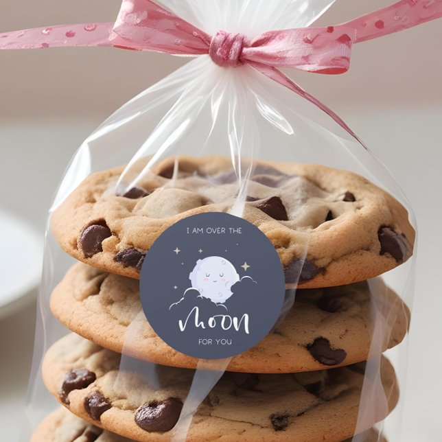 Sticker Rond Je Suis Sur La Lune Pour Vous Valentine (Créateur téléchargé)