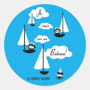 Sticker Rond Je suis sur un Bateau !