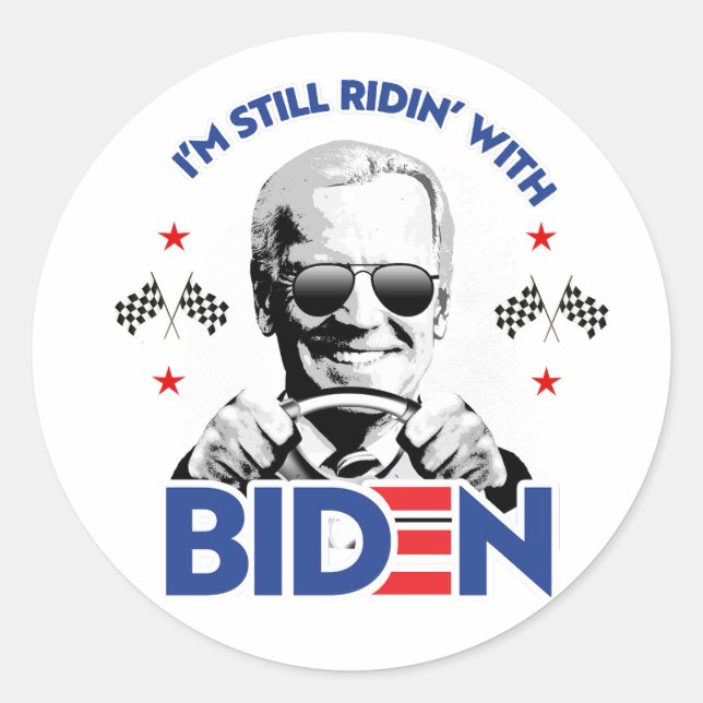 Sticker Rond Je suis toujours avec Biden (Devant)