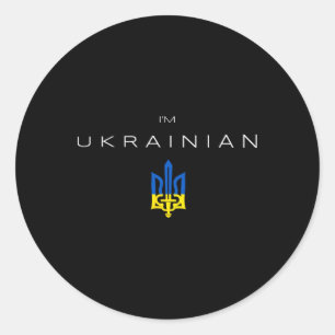 Sticker Rond Je suis ukrainien - Je suis d'Ukraine Drapeau Tryz