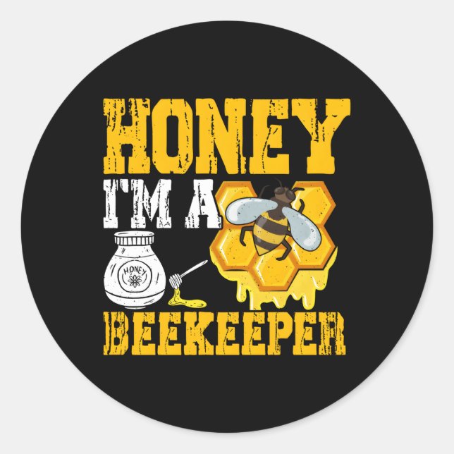 Sticker Rond Je Suis Un Beekeeper Beekeeg Expert Bee Apiary Hon (Devant)