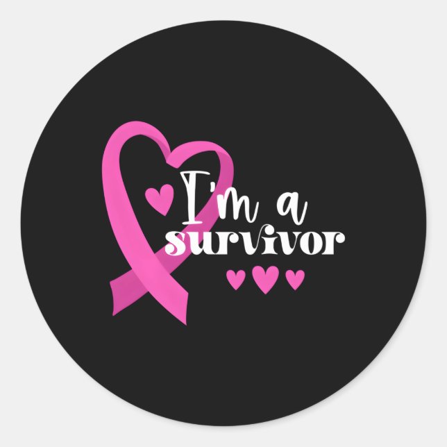 Sticker Rond Je Suis Un Cancer Du Sein Survivant (Devant)