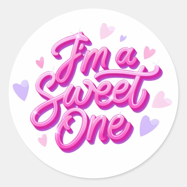 Sticker Rond Je suis un chevalier d'anniversaire rose et doux (Devant)