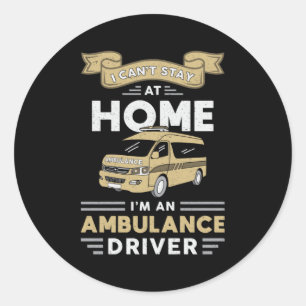 Sticker Rond Je suis un conducteur d'ambulance Param Urgence Em