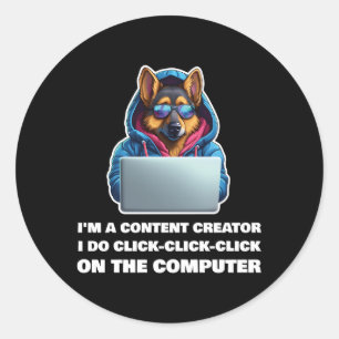 Sticker Rond Je Suis Un Créateur De Contenu Que Je Fais Cliquer