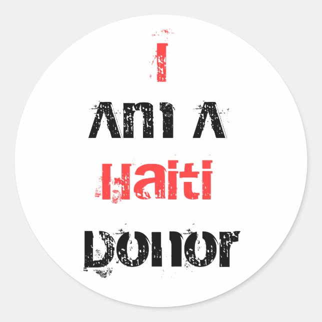 Sticker Rond Je suis un donateur de Haïti (Devant)