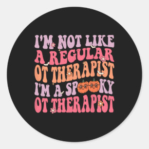 Sticker Rond Je suis un ergothérapeute Éffrayant Retro Hallowee