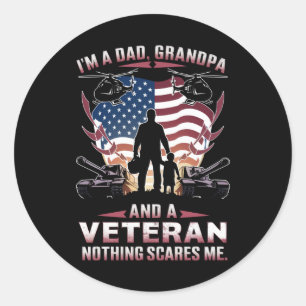 Sticker Rond Je suis un grand-père papa et vétéran de la Fête d