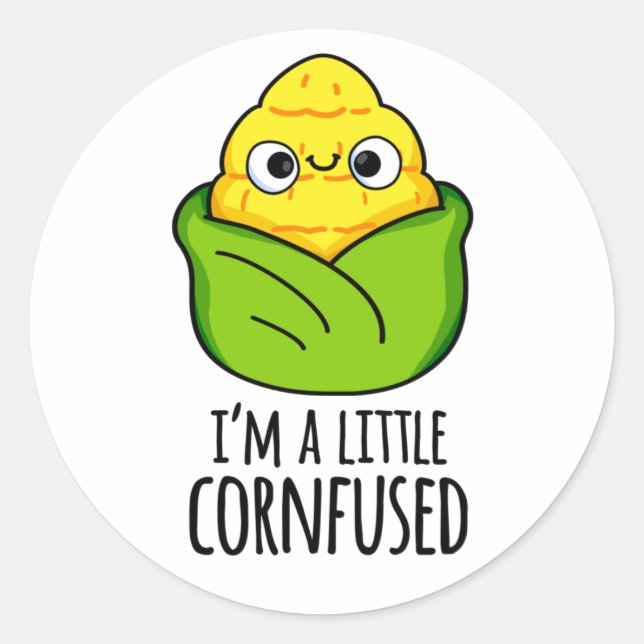 Sticker Rond Je suis un petit jeu de maïs amusant (Devant)