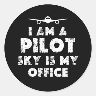 Sticker Rond Je suis un pilote amusant