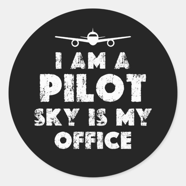 Sticker Rond Je suis un pilote amusant (Devant)