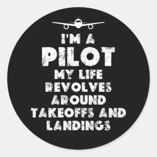 Sticker Rond Je suis un pilote amusant